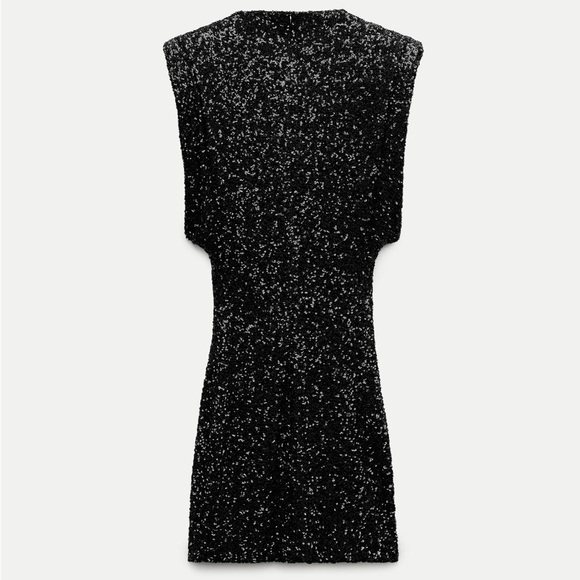 ZARA SHOULDER PADS SEQUIN DRESS BLOGGERES FAVORITE - Picture 12 of 14